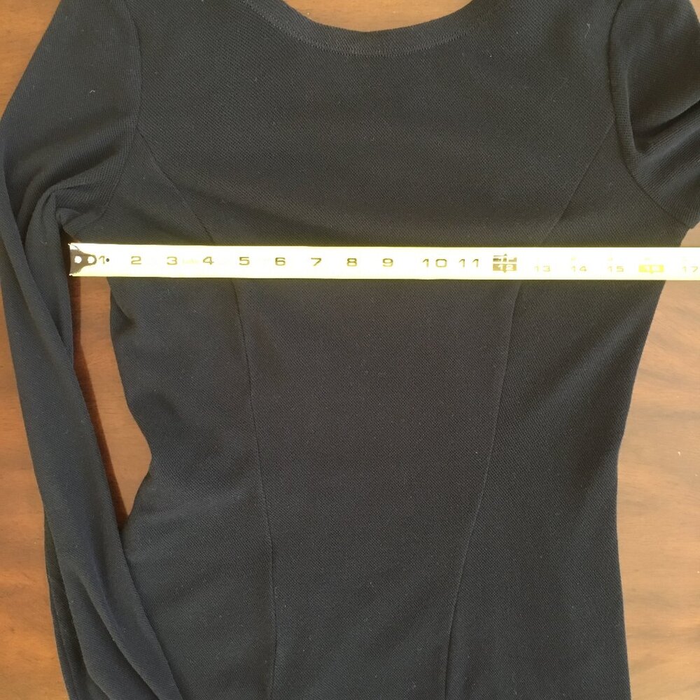Theyskens Theory Black Long Sleeve Mini Dress 4 6 Small Medium Mesh Cross Back - Picture 7 of 9